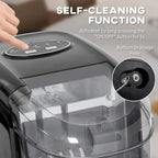 Black ice machine lid area with self-cleaning function and circular drainage hole detail