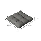 Charcoal gray quilted seat cushion with ties, 48 x 48 cm, about 8 cm thick