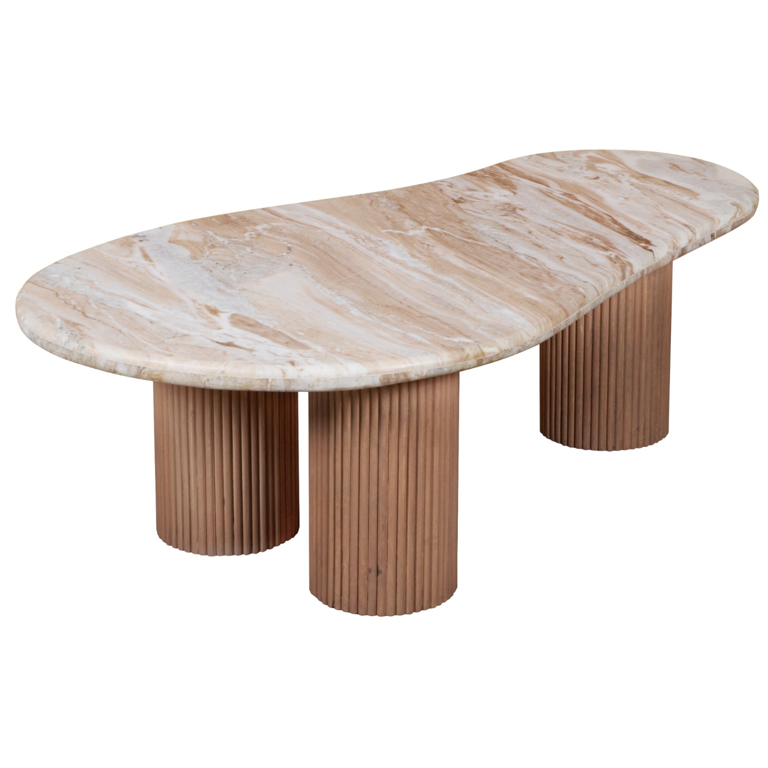 Bundi Natural Marble & Wood Pedestal Coffee Table