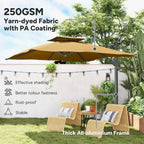 Khaki cantilever garden parasol with thick aluminum frame and yarn-dyed fabric look
