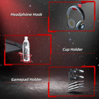 Desk accessories: headphone hook, cup holder and gamepad storage rack