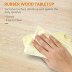 Light wood rubber tabletop on a grey kitchen trolley cart