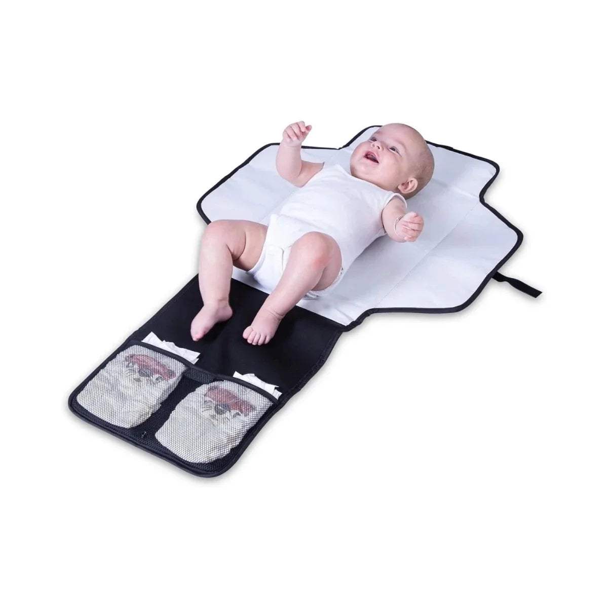 Red Kite travel changing mat, dark blue with white pad and front wipe pocket