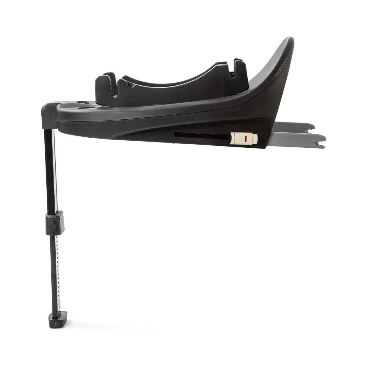 Black ISOFIX child seat base with side bar and latch platform for car seat