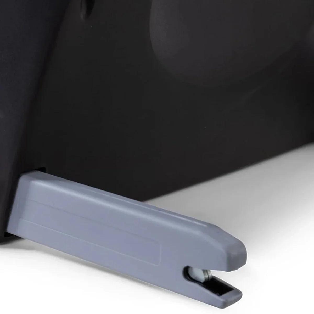 Black ISOFIX base with light gray adjustment rail and locking slot