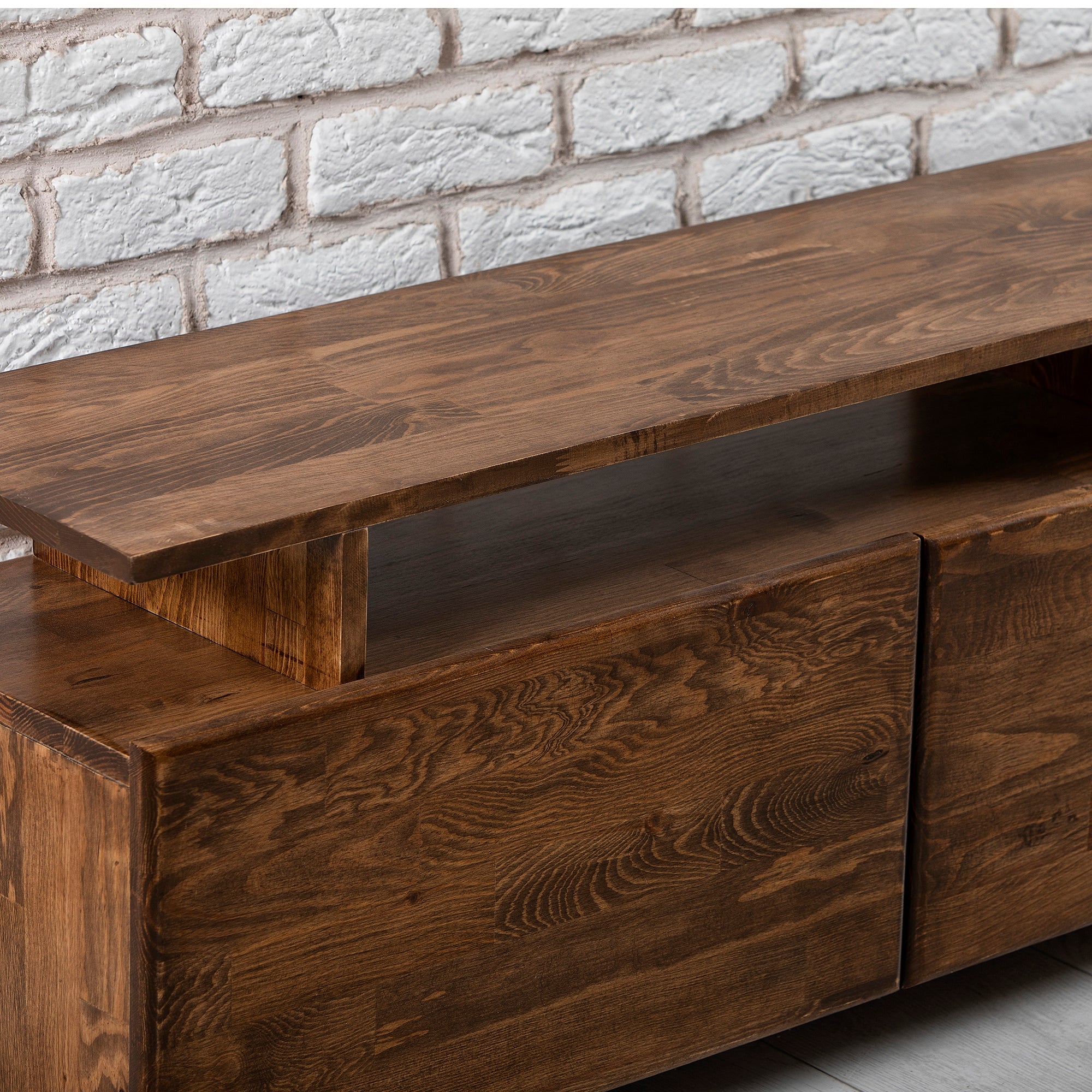 Magnus Solid Pine Wood Handmade TV Stand and Entertainment Center for Living Room