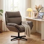 Dark brown swivel accent chair with high backrest and curved armrest pads
