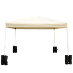Black gazebo base sandbag weights with four bags attached around legs