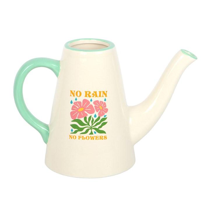 No Rain, No Flowers Ceramic Watering Can  Vase