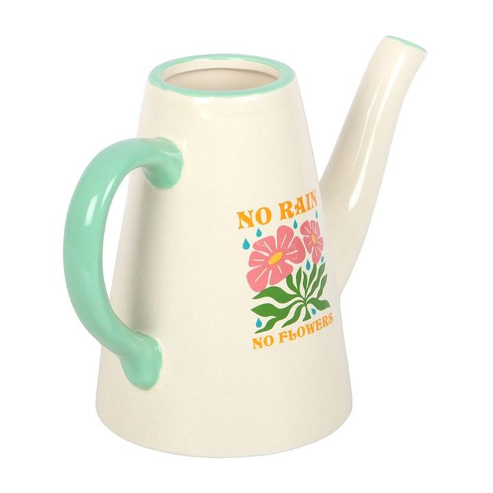 No Rain, No Flowers Ceramic Watering Can  Vase