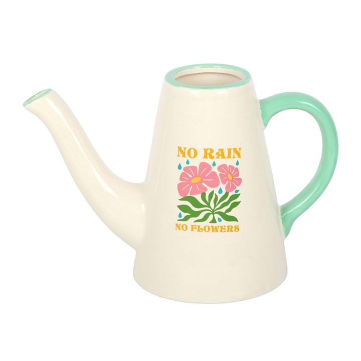 No Rain, No Flowers Ceramic Watering Can  Vase