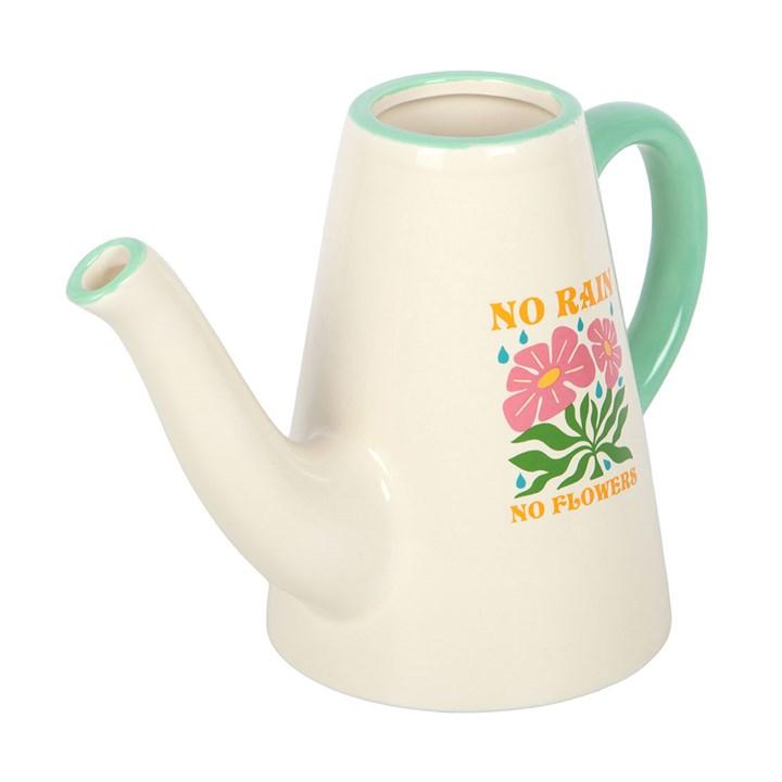No Rain, No Flowers Ceramic Watering Can  Vase