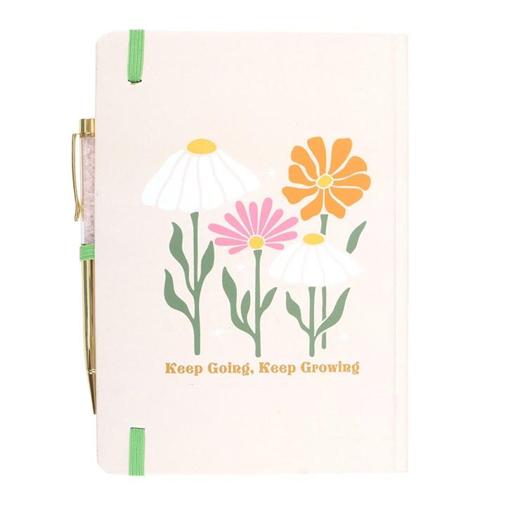 Keep Going, Keep Growing A5 Notebook with Rose Quartz Pen