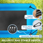Blue nest swing pad with breathable mesh fabric and metal carabiner attachment