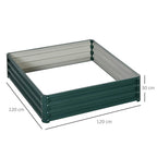Green square raised garden bed box with slatted sides, size 120 x 120 x 30 cm