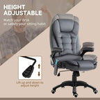 Grey massage recliner office chair with side control handle, reclining seat, swivel base