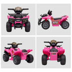 Pink kids electric ride-on quad bike shown from multiple angles