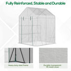 Reinforced walk-in greenhouse with heavy-duty steel frame and transparent PE mesh cover