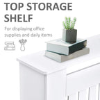 White radiator cover with flat top shelf surface and slatted front grille