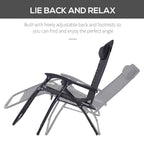 Black zero gravity recliner chair with adjustable back and footrest, armrests