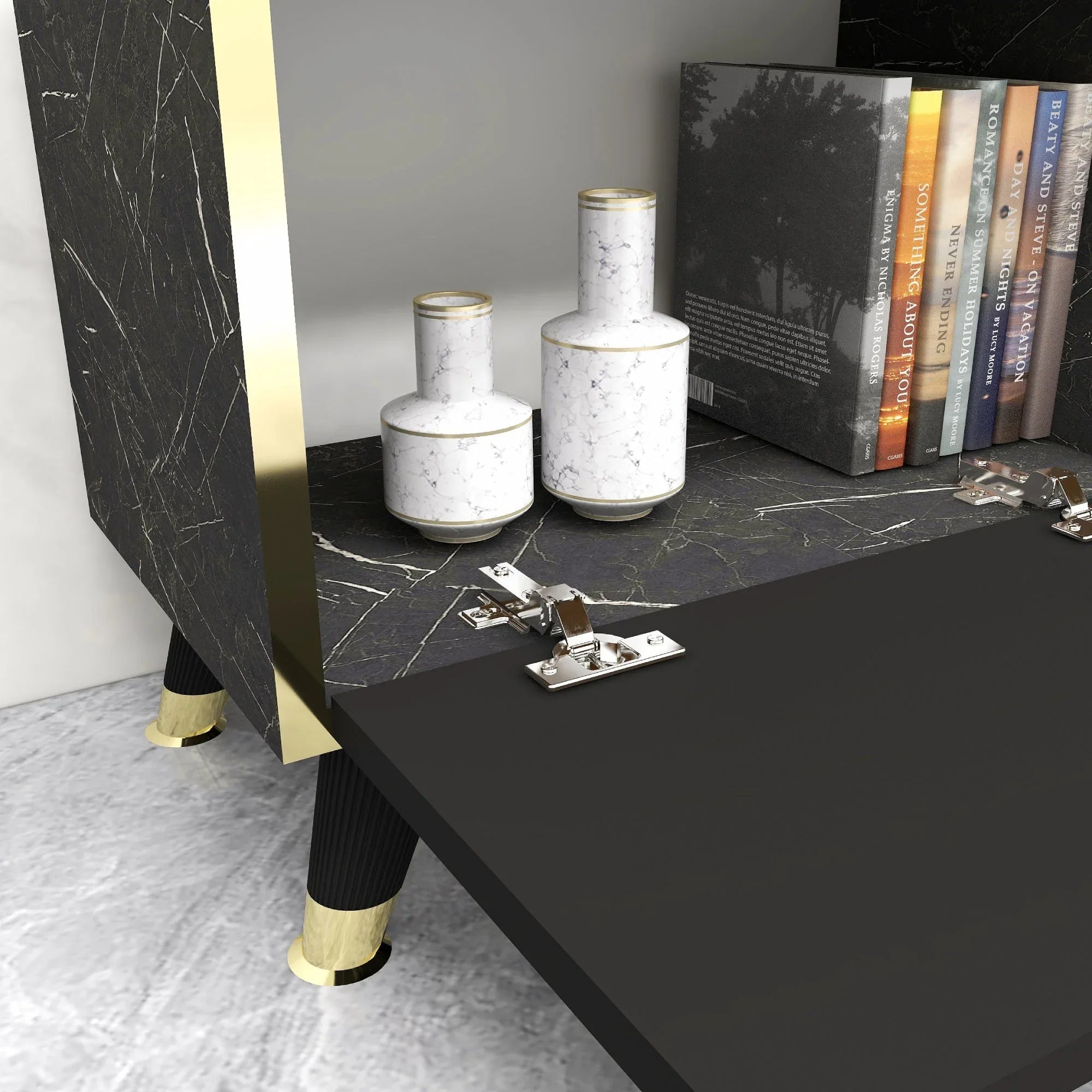 TV Stand and Media Console with Cabinets Romens 150 cm Wide - Bobobiy