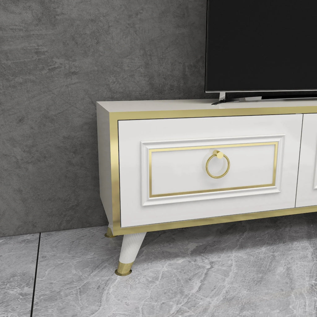 TV Stand and Media Console with Cabinets Romens 150 cm Wide - Bobobiy