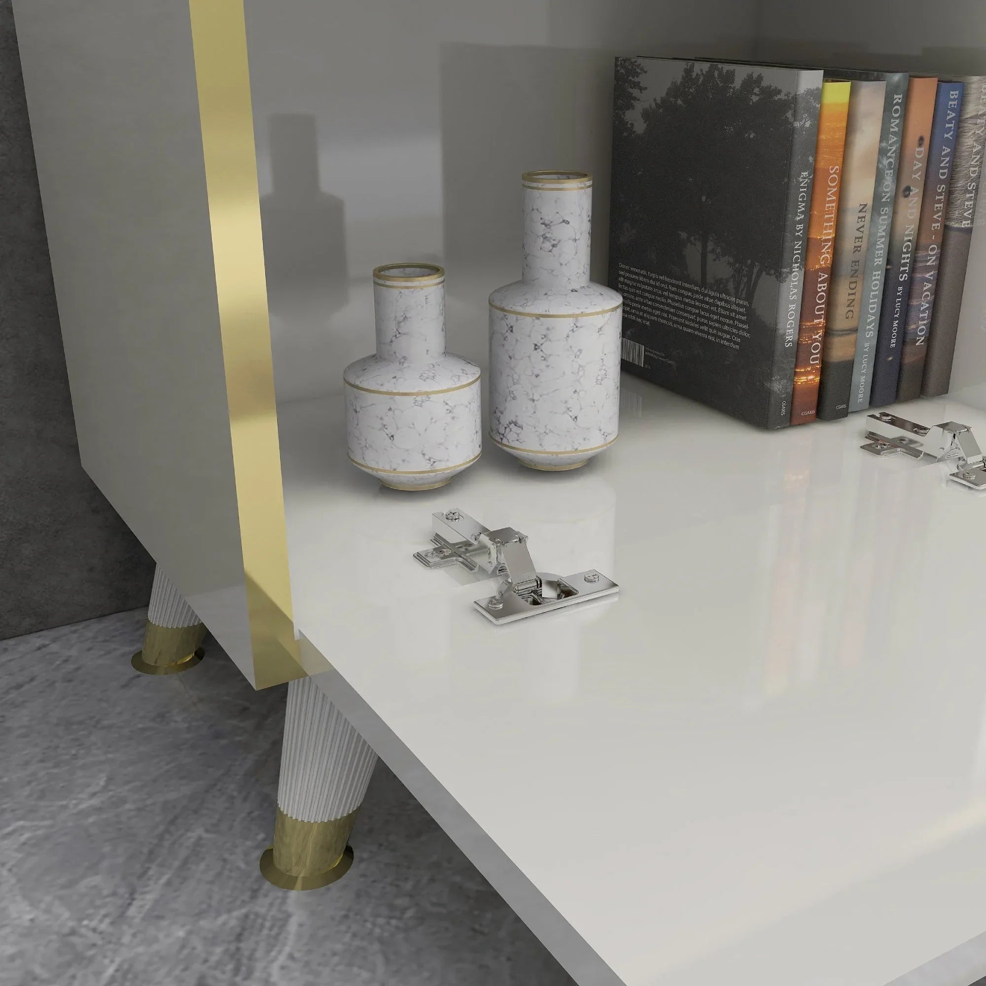 TV Stand and Media Console with Cabinets Romens 150 cm Wide - Bobobiy