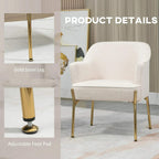 Cream armchair with gold steel legs and adjustable foot pads