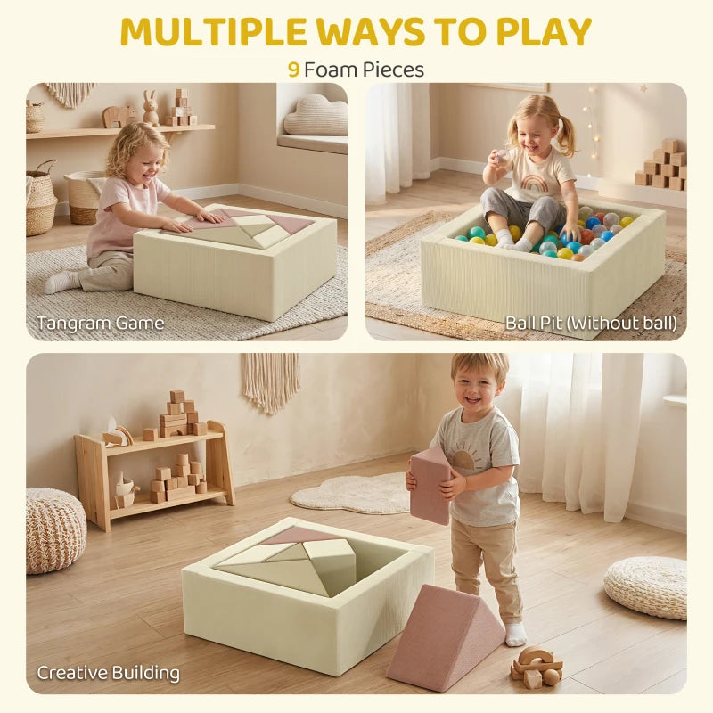 Beige foam climbing blocks set with removable-covered panels