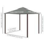 Dark grey frame patio gazebo canopy tent with open sides and roof span