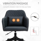 Deep blue PU leather office chair with vibration massage lumbar area indicators.
