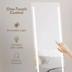 White LED dressing mirror with touch dimming and three-color lighting