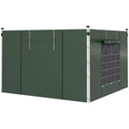 Green gazebo side panel pair with window details and hanging ties, with white frame poles.