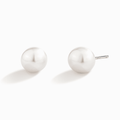 Sterling silver stud earrings with round white freshwater pearls and butterfly backs