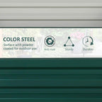 Powder-coated green steel planter box surface with smooth finish