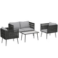 4-Piece Garden Furniture Set with Cushions - Light Grey - Bobobiy