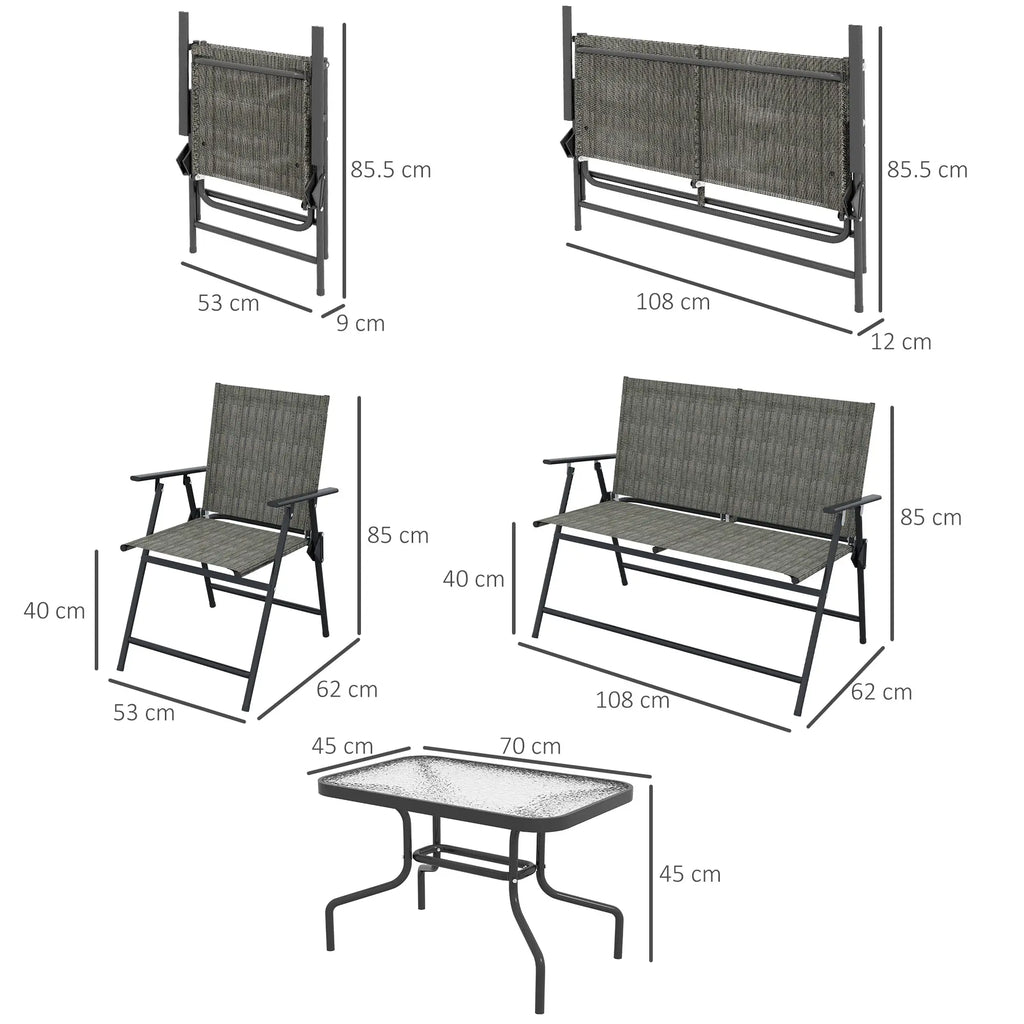 Outsunny Four Piece Metal Garden Sofa Set Mixed Brown