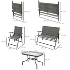 Outsunny Four Piece Metal Garden Sofa Set Mixed Brown
