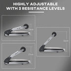 Height-adjustable ab crunch trainer with multiple resistance level settings on the frame.