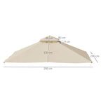 Beige double-tier replacement gazebo canopy top, side view with dimension markers.