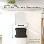 White motion sensor kitchen trash bin with removable inner bucket shown