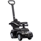 Black Mercedes-Benz C-Class licensed ride-on push car with removable handle and seat