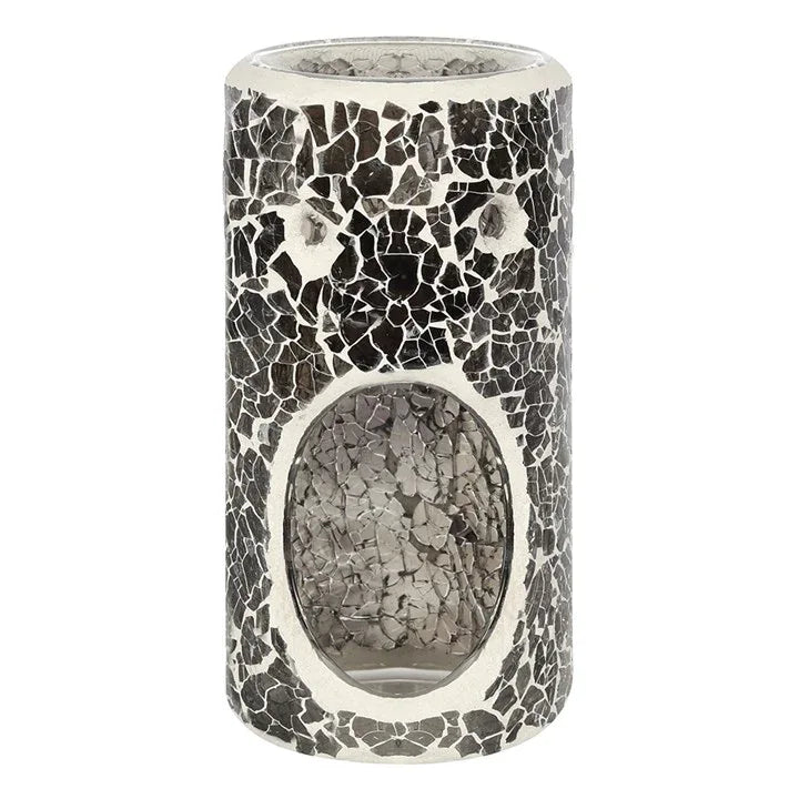Pillar Gunmetal Grey Crackle Oil Burner and Wax Warmer - Bobobiy