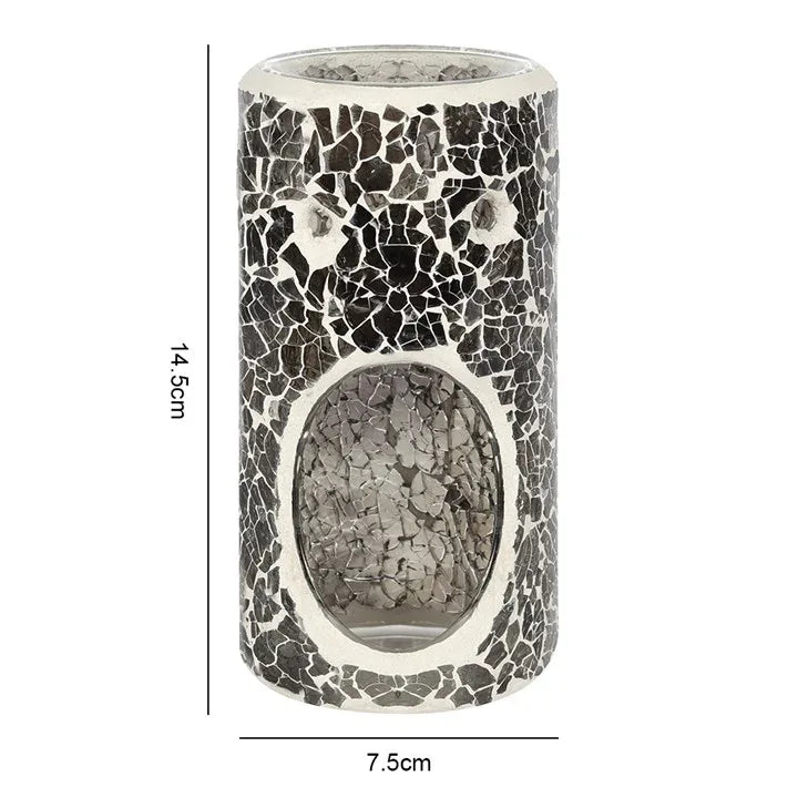 Pillar Gunmetal Grey Crackle Oil Burner and Wax Warmer - Bobobiy