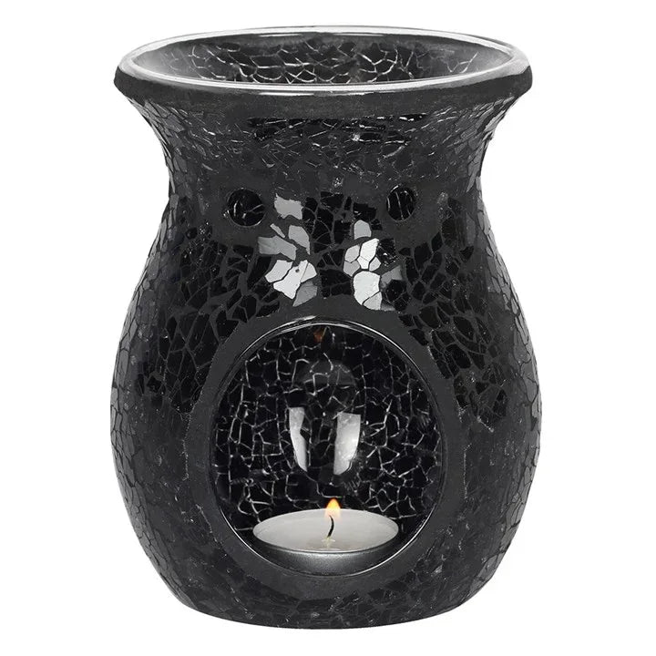 Large Black Crackle Oil Burner and Wax Warmer