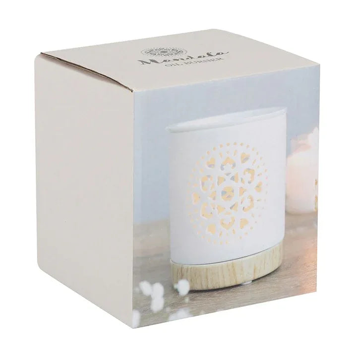 White Mandala Cut Out Oil Burner - Bobobiy