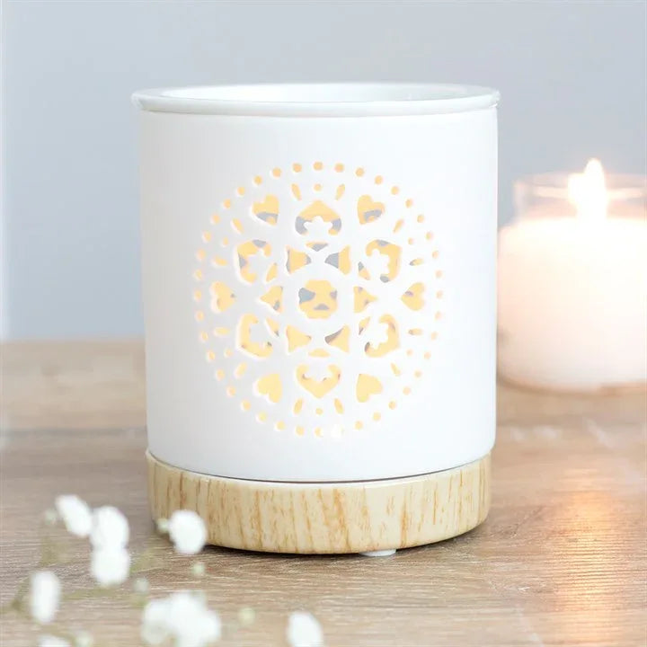 White Mandala Cut Out Oil Burner - Bobobiy