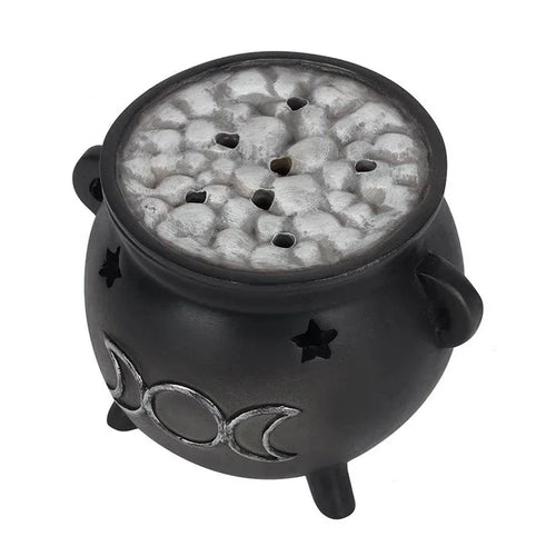 Triple Moon Cauldron Incense Cone Holder - Bobobiy