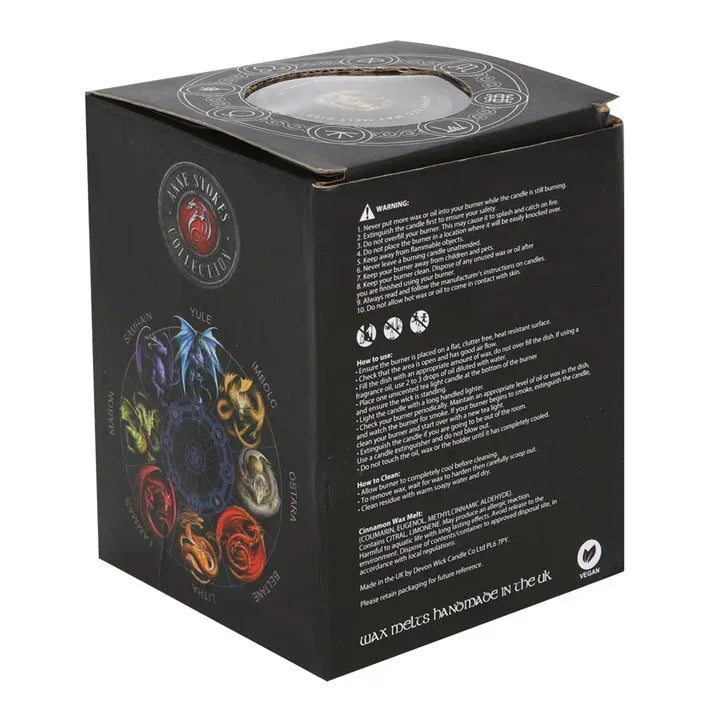 Black gift box with colorful fantasy dragon graphics and warning text panel