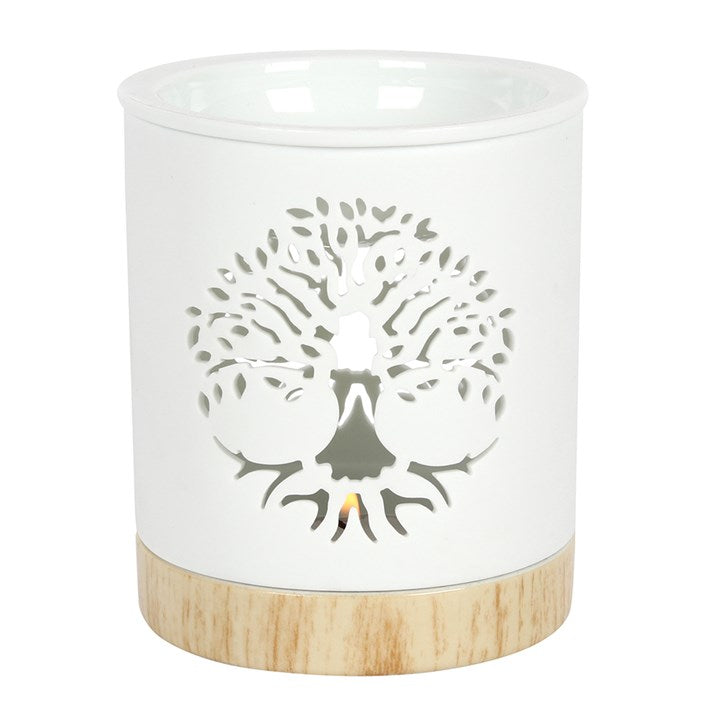 *White Tree of Life Cut Out Ceramic Oil Burner (6/18)
